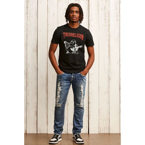 TRUE RELIGION Blue Denim White Stitch Micky Big T Jeans  Mens Size 33 - Picture 1 of 11